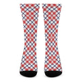 Blue Red And White American Plaid Print Crew Socks