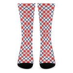 Blue Red And White American Plaid Print Crew Socks