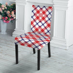Blue Red And White American Plaid Print Dining Chair Slipcover