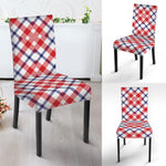 Blue Red And White American Plaid Print Dining Chair Slipcover