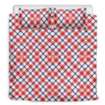 Blue Red And White American Plaid Print Duvet Cover Bedding Set