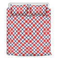 Blue Red And White American Plaid Print Duvet Cover Bedding Set