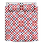 Blue Red And White American Plaid Print Duvet Cover Bedding Set