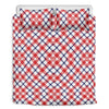 Blue Red And White American Plaid Print Duvet Cover Bedding Set