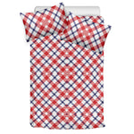 Blue Red And White American Plaid Print Duvet Cover Bedding Set