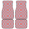 Blue Red And White American Plaid Print Front and Back Car Floor Mats