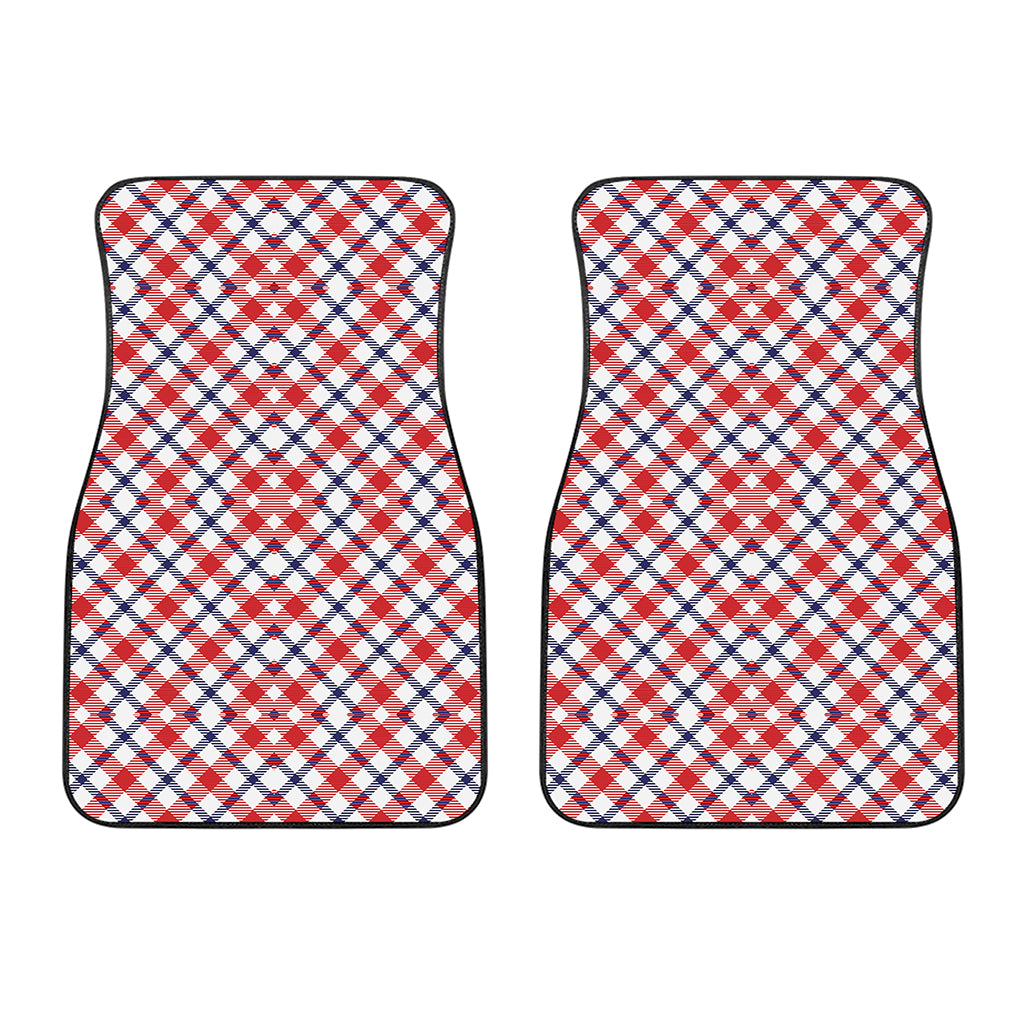 Blue Red And White American Plaid Print Front Car Floor Mats