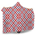 Blue Red And White American Plaid Print Hooded Blanket