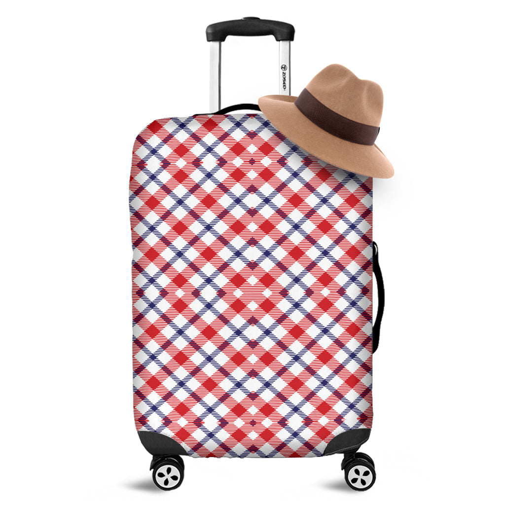 Blue Red And White American Plaid Print Luggage Cover