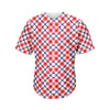 Blue Red And White American Plaid Print Men's Baseball Jersey