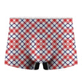 Blue Red And White American Plaid Print Men's Boxer Briefs