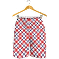 Blue Red And White American Plaid Print Men's Shorts
