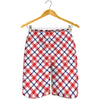 Blue Red And White American Plaid Print Men's Shorts