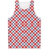 Blue Red And White American Plaid Print Men's Tank Top