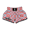 Blue Red And White American Plaid Print Muay Thai Boxing Shorts