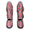Blue Red And White American Plaid Print Muay Thai Shin Guards