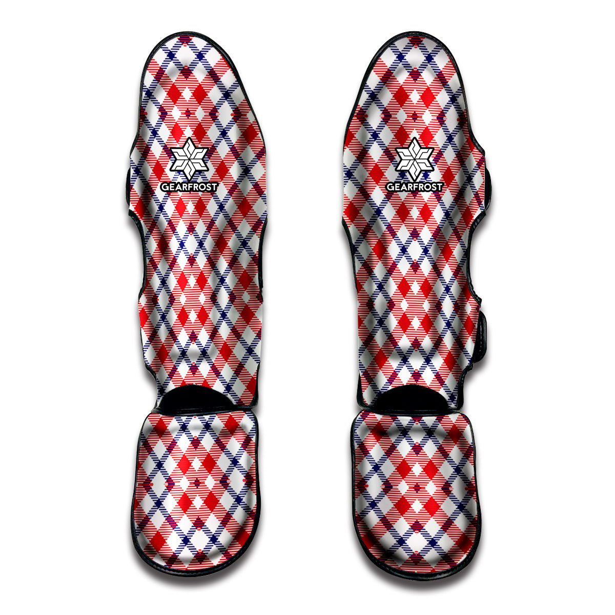 Blue Red And White American Plaid Print Muay Thai Shin Guard
