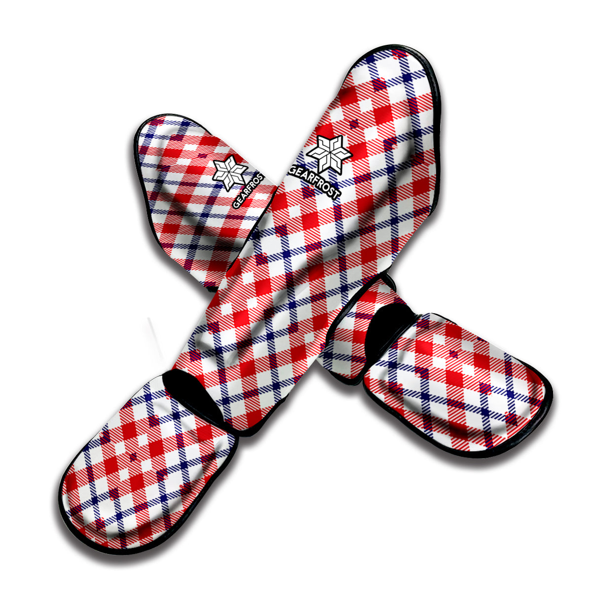 Blue Red And White American Plaid Print Muay Thai Shin Guard