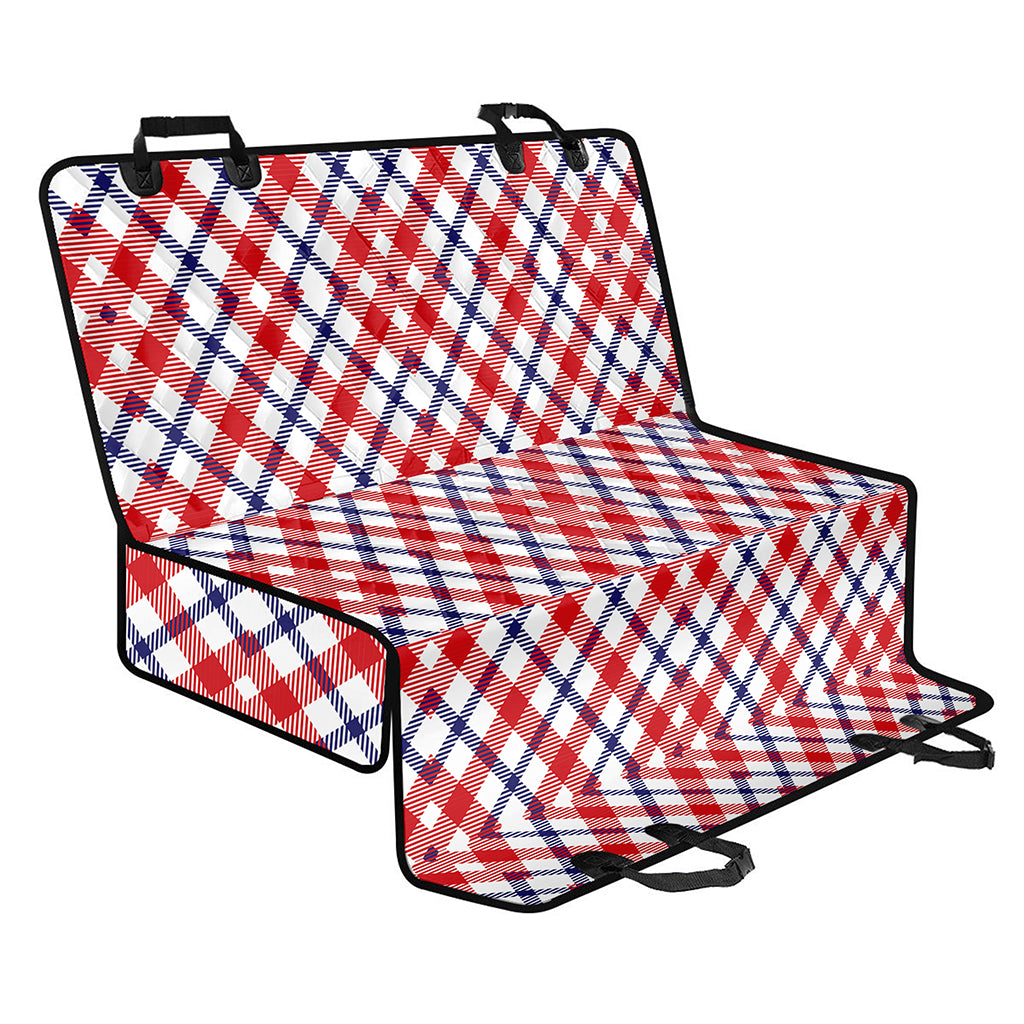 Blue Red And White American Plaid Print Pet Car Back Seat Cover