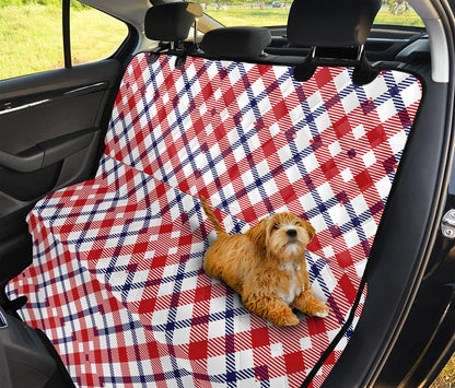 Blue Red And White American Plaid Print Pet Car Back Seat Cover