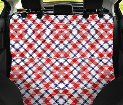 Blue Red And White American Plaid Print Pet Car Back Seat Cover