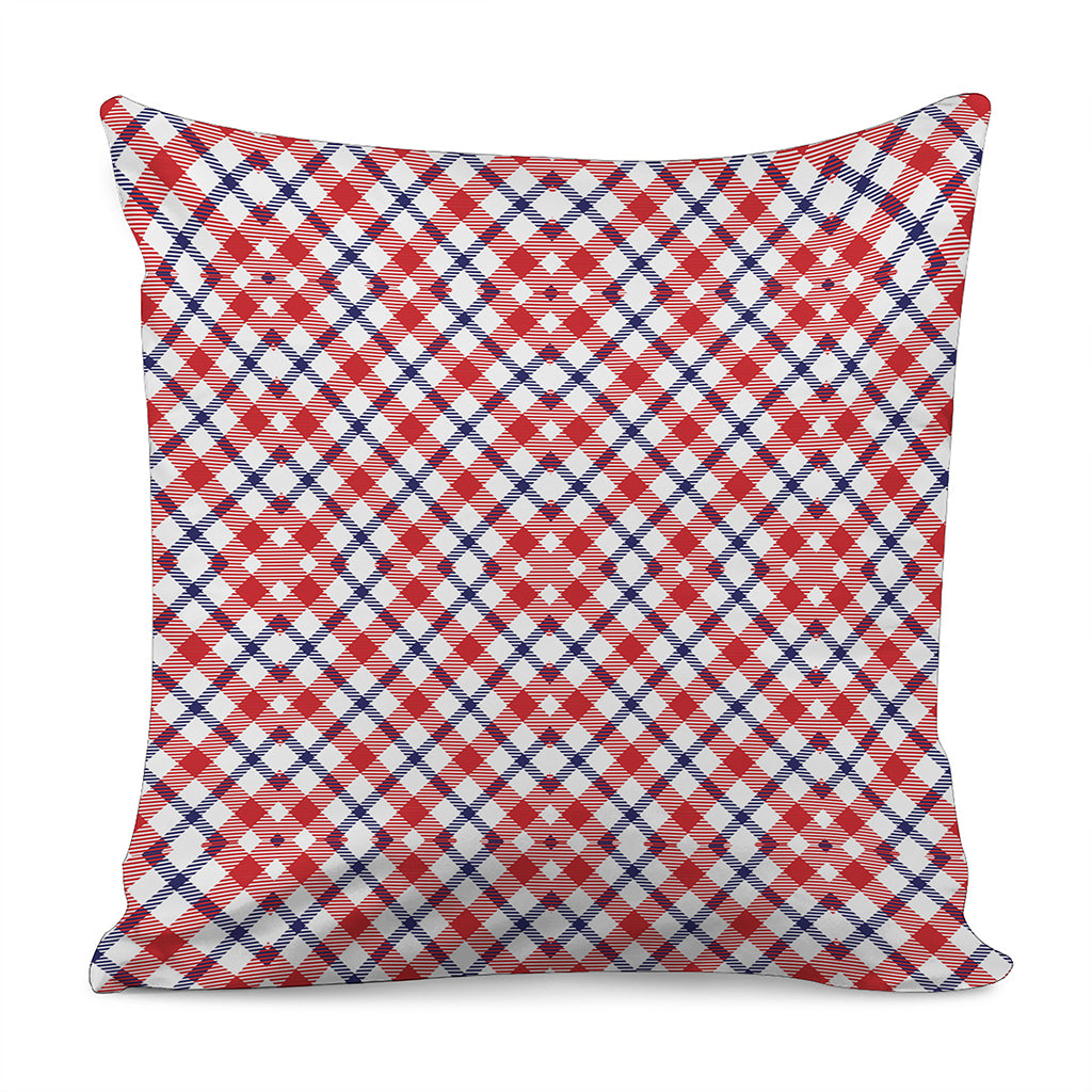Blue Red And White American Plaid Print Pillow Cover