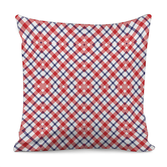 Blue Red And White American Plaid Print Pillow Cover