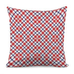 Blue Red And White American Plaid Print Pillow Cover