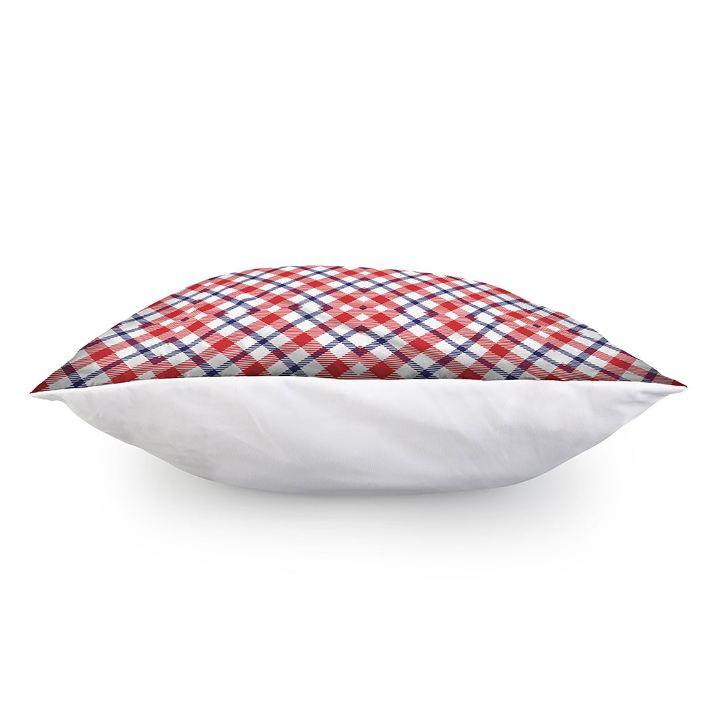 Blue Red And White American Plaid Print Pillow Cover