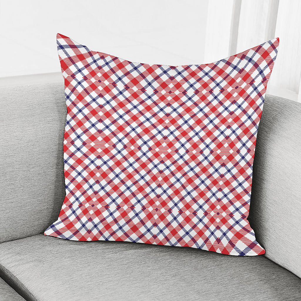 Blue Red And White American Plaid Print Pillow Cover