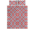 Blue Red And White American Plaid Print Quilt Bed Set
