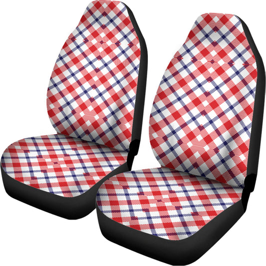 Blue Red And White American Plaid Print Universal Fit Car Seat Covers