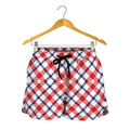 Blue Red And White American Plaid Print Women's Shorts