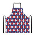 Blue Red And White Argyle Pattern Print Apron
