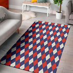 Blue Red And White Argyle Pattern Print Area Rug