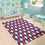 Blue Red And White Argyle Pattern Print Area Rug