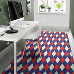 Blue Red And White Argyle Pattern Print Area Rug