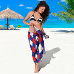 Blue Red And White Argyle Pattern Print Beach Sarong Wrap