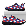 Blue Red And White Argyle Pattern Print Black Running Shoes
