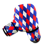 Blue Red And White Argyle Pattern Print Boxing Gloves