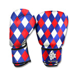 Blue Red And White Argyle Pattern Print Boxing Gloves