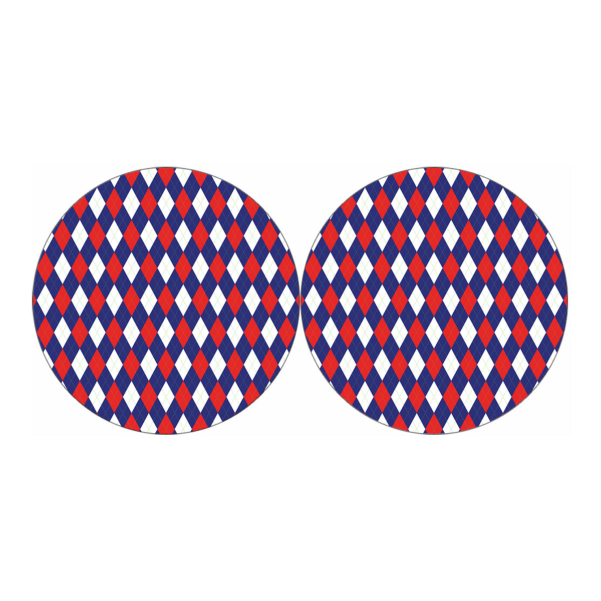 Blue Red And White Argyle Pattern Print Car Coasters