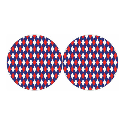 Blue Red And White Argyle Pattern Print Car Coasters