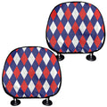 Blue Red And White Argyle Pattern Print Car Headrest Covers