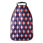 Blue Red And White Argyle Pattern Print Car Seat Organizers