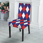 Blue Red And White Argyle Pattern Print Dining Chair Slipcover
