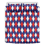 Blue Red And White Argyle Pattern Print Duvet Cover Bedding Set