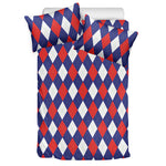 Blue Red And White Argyle Pattern Print Duvet Cover Bedding Set