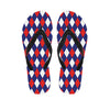 Blue Red And White Argyle Pattern Print Flip Flops