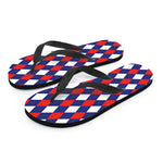 Blue Red And White Argyle Pattern Print Flip Flops